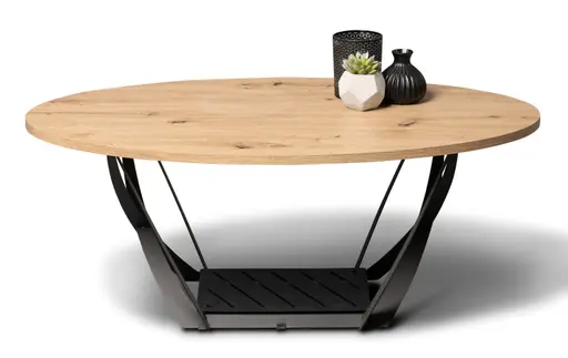 Couchtisch - LB ca. 100x60 cm, Artisan Eiche Nachbildung, Schwarz