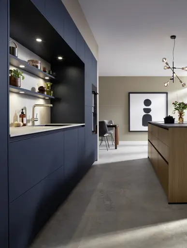 Inselküche 51.230 CO 1V1 525, Rillenoptik Eiche dunkel 