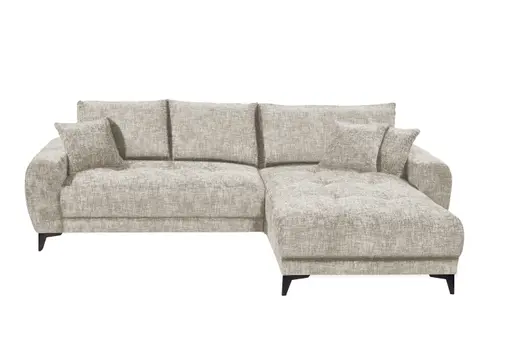 Ecksofa - 2-Sitzer, Ecke rechts inkl. Schlaffunktion mit Bettkasten, Stoff, Taupe