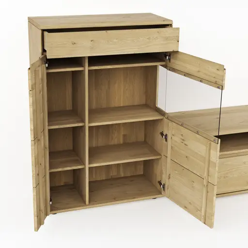 Wohnwand Amora - Wildeiche massiv bianco