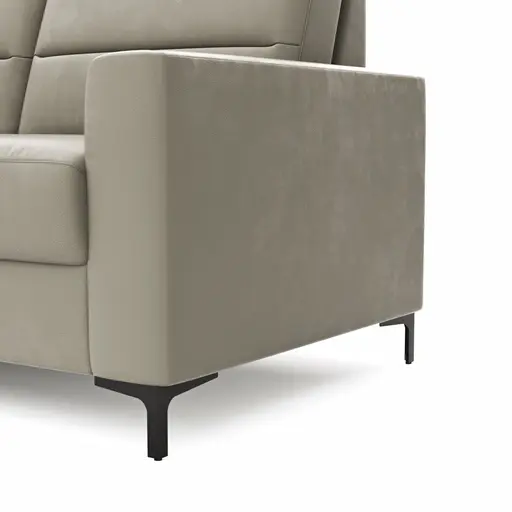Ecksofa Merlos H. - Ecke links mit 2,5-Sitzer rechts, Leder, Kreide