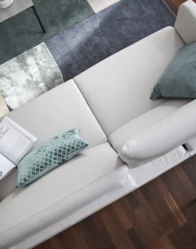 Sofa Estrela - 2,5-Sitzer inkl. Rücken-/Armlehne/Sitztiefe verstellbar, Leder, Hellgrau