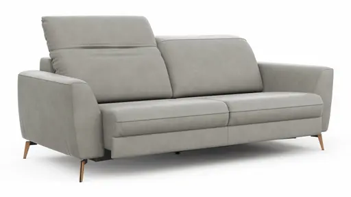 Sofa Tulsa KV - 3-Sitzer, inkl. Sitzvorzug (motorisch) und Kopfteilverstellung, Leder, Graubeige