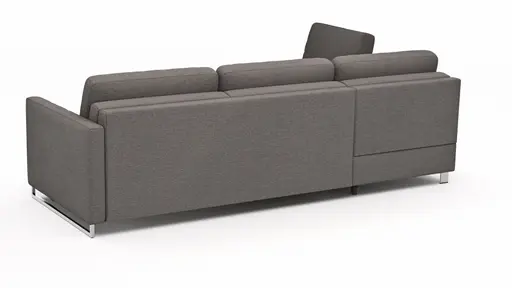 Ecksofa Nuoro - Longchair links mit 2-Sitzer inkl. Schlaffunktion und Bettkasten, Stoff, Grau