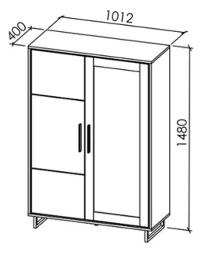 Vitrine - B ca. 102 cm, Kreidefarben, Eiche bianco massiv geölt