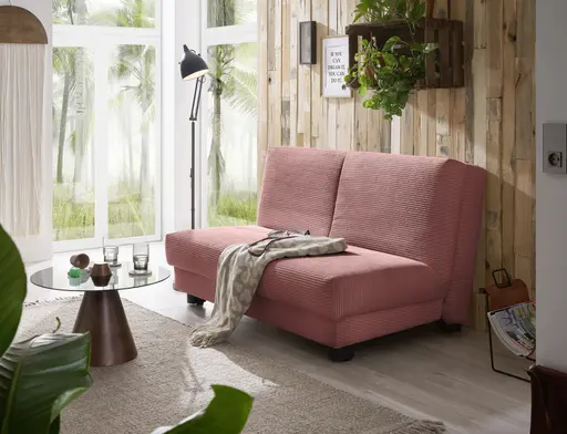 Schlafsofa EASY Optik A - 2-Sitzer ohne Armlehne, 140 cm inkl. Schlaffunktion, Cord, Rot