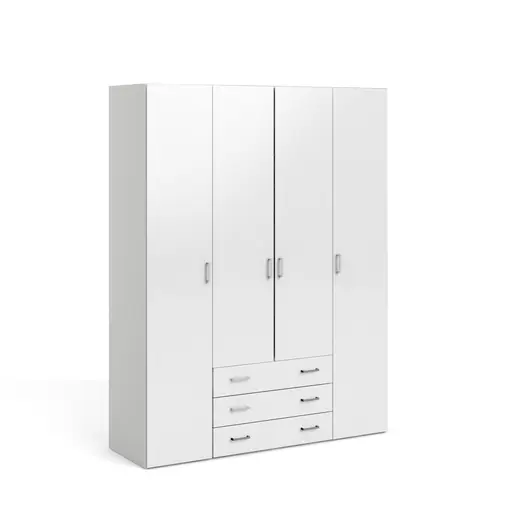 Drehtürenschrank- B ca. 154 cm, Weiß, Hochglanz