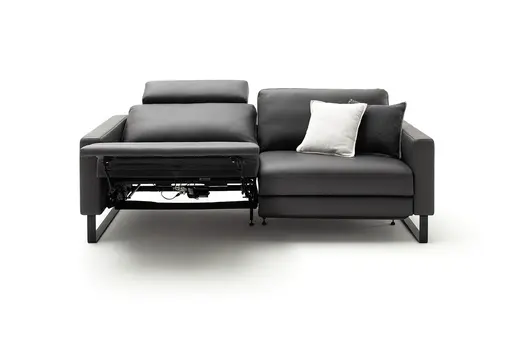 Sofa Enna - 3,5-Sitzer inklusive Relaxfunktion (motorisch), links und rechts, Leder, Anthrazit