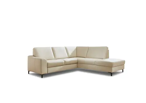 Ecksofa - 2,5-Sitzer mit Ecke rechts, Leder, Ecru