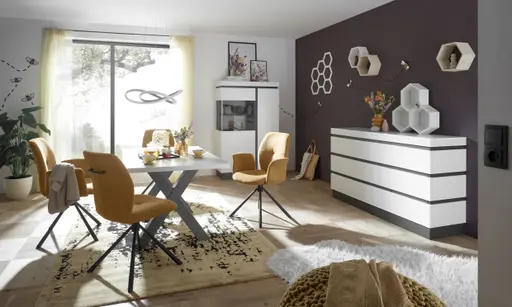 Stuhl MANOA - drehbar, Stoff, Senfgelb