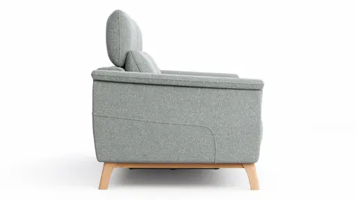 Sofa Nevin - 2,5-Sitzer inkl. Sitzvorzug (motorisch) und Kopfpolsterverstellung, Stoff, Silbergrau