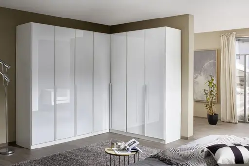 Eckschrankkombination ROMAN SPIN- Weiß, Glas, Weiß