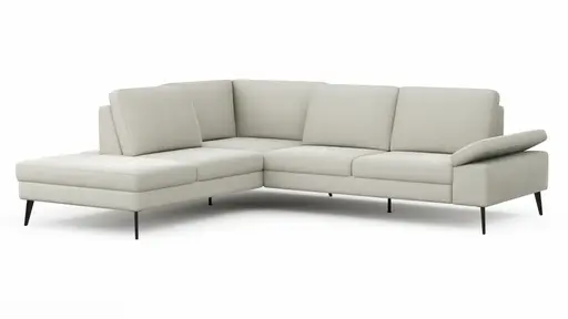 Ecksofa Houston - 1-Sitzer mit Abschlussteil links, Eckelement und 2,5-Sitzer rechts, inkl. Sitztiefenverstellung und Armlehne klappbar, Stoff, Natur