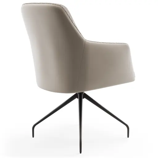 Armlehnstuhl Sagres - drehbar, Stoff & Leder, Graubeige, Creme