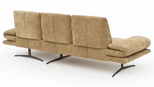 Ecksofa Lucero 2.0 - 2-Sitzer mit Longchair rechts inkl. Rückenlehne verstellbar, Stoff, Cognac