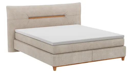 Boxspringbett Alpin - Liegefläche ca. 180x200 cm, Stoff, Graubeige