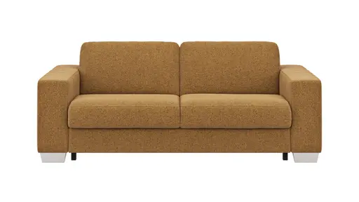 Sofa Nuoro - 2,5-Sitzer inkl. Schlaffunktion, Armlehne breit, Stoff, Cognac