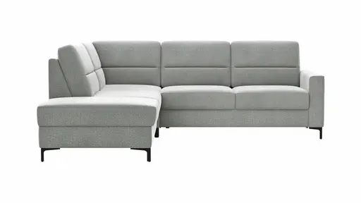 Ecksofa Merlos H. - Ecke links mit 2,5-Sitzer rechts, Stoff, Grau