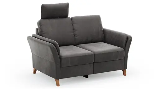 Sofa Vayra - 2-Sitzer, inkl. Relaxfunktion (motorisch) und Kopfstütze verstellbar (manuell), Stoff, Anthrazit