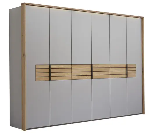 Drehtürenschrank Scottsdale - inkl. Passepartout und Beleuchtung, B ca. 307cm, Lack, Samtgrau