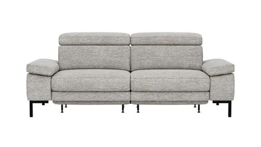 Sofa Hudson - 3-Sitzer inkl. Relaxfunktion (motorisch) und Kopfteil/Armlehnen verstellbar, Stoff, Hellgrau