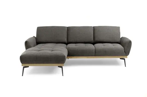 Ecksofa EDDIE - Ecke links, 2-Sitzer inkl. Rückenverstellungen, Stoff, Braun