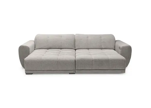 Ecksofa - Longchair links mit 2-Sitzer, Kopfteil verstellbar, Sitztiefe verstellbar motorisch, Stoff, Taupe