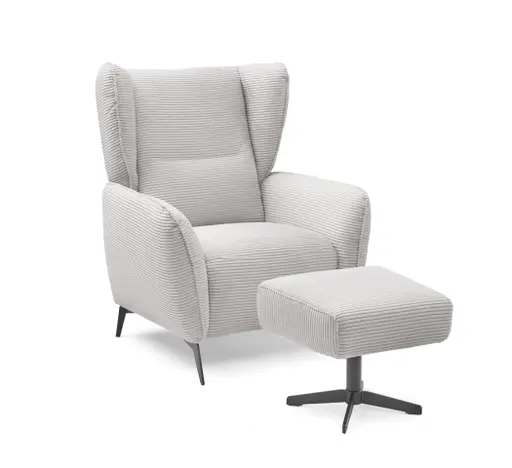 Hocker EILA - Stoff, Hellgrau