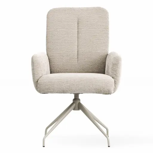 Armlehnstuhl Evania - Dreh und Relax-Funktion, hoher Rücken, Stoff, Ecru