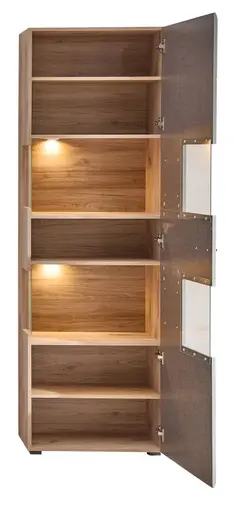 Vitrine - B ca. 65 cm, mit Beleuchtung, Schilfgrün, Viking Eiche Nachbildung