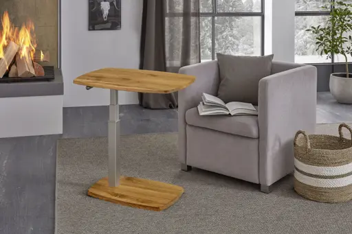 Beistelltisch - höhenverstellbar, LBH ca. 60x40x55 cm, Wildeiche massiv