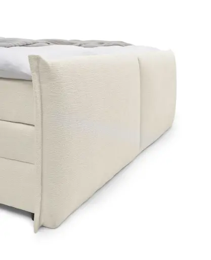 Boxspringbett SANDRIN L- Liegefläche ca. 180x200 cm, Stoff, Creme, inkl. Stauraum, und Fußteil