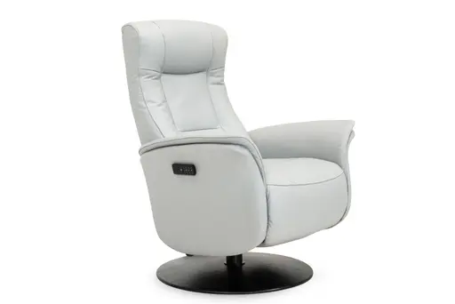 Sessel - Größe M, Relaxfunktion motorisch, Leder, Eisengrau