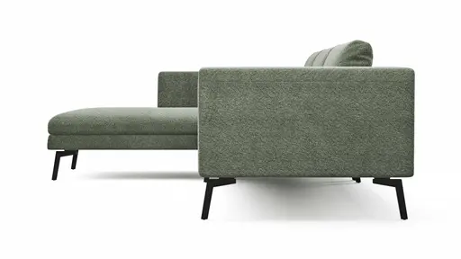 Ecksofa Helmi - Longchair links, 2,5-Sitzer, Stoff, Eukalyptus