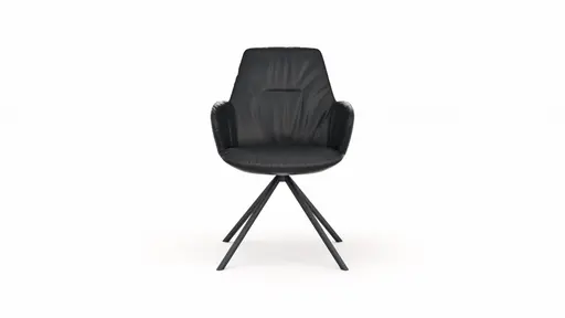 Armlehnstuhl Pegara - Leder, Schwarz