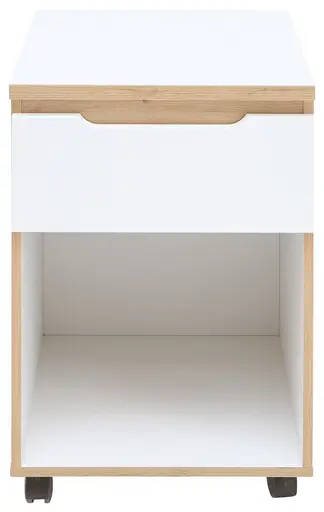 Rollcontainer - B ca. 45 cm, Weiß, Artisan Eiche Nachbildung