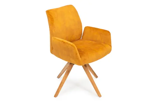 Armlehnstuhl - drehbar, Stoff, Gold