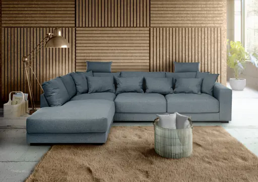 Ecksofa - Ecke links, 3-Sitzer, Stoff, Petrol