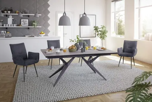 Esstisch MICHELA - ausziehbar, LB ca. 95x180 cm, Keramik, Dunkelgrau