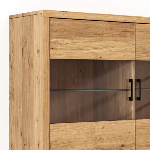 Highboard Hartford - Eiche massiv, mit Hirnholzapplikation