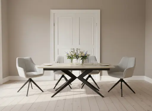 Armlehnstuhl - drehbar, Stoff, Grau, Vintage Creme