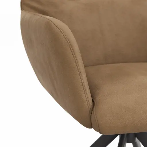 Armlehnstuhl Nashville - inkl. Dreh- und Wippfunktion, Leder, Braun