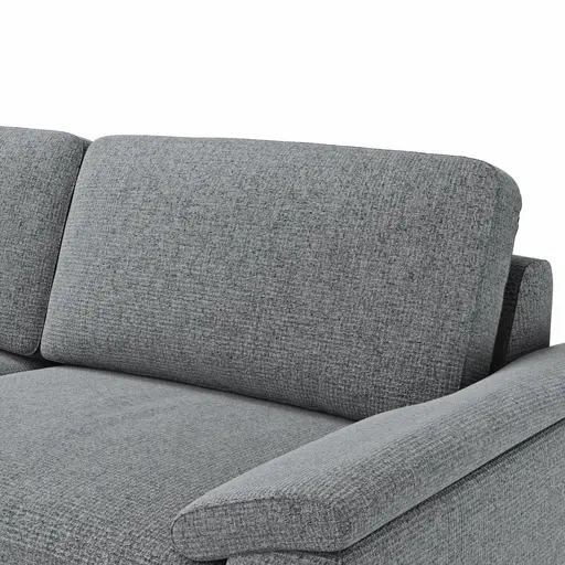 Ecksofa Oviedo - Ecke links mit 2,5-Sitzer inkl. Drehsitz, Stoff, Grau