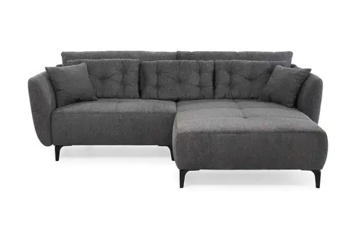 Ecksofa JANEK - 2,5-Sitzer, Ecke rechts, Stoff, Dunkelgrau
