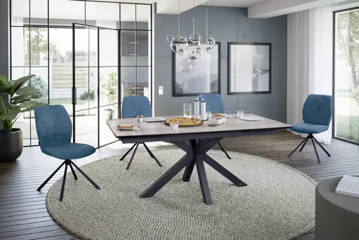 Stuhl MANOA - drehbar, Stoff, Petrol