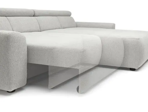 Ecksofa JYTTE - Sofa 2-sitzig mit Longchair rechts, Stoff, Hellgrau