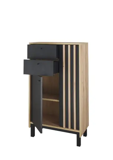 Kommode- B ca. 60 cm, Eiche Dekor, Schwarz