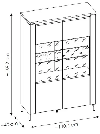 Vitrine - mit Beleuchtung, Alpinweiß, Goldfarben, Weiß Hochglanz