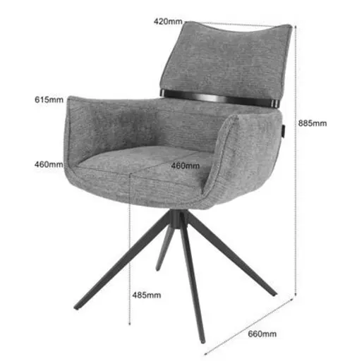 Armlehnstuhl MARJA - drehbar, Stoff, Grau