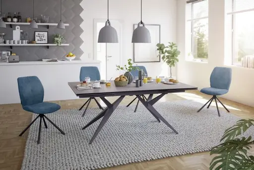 Esstisch MICHELA - ausziehbar, LB ca. 95x180 cm, Keramik, Dunkelgrau